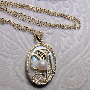 New Girl With A Pearl Earring necklace with genuine 6mm pearl